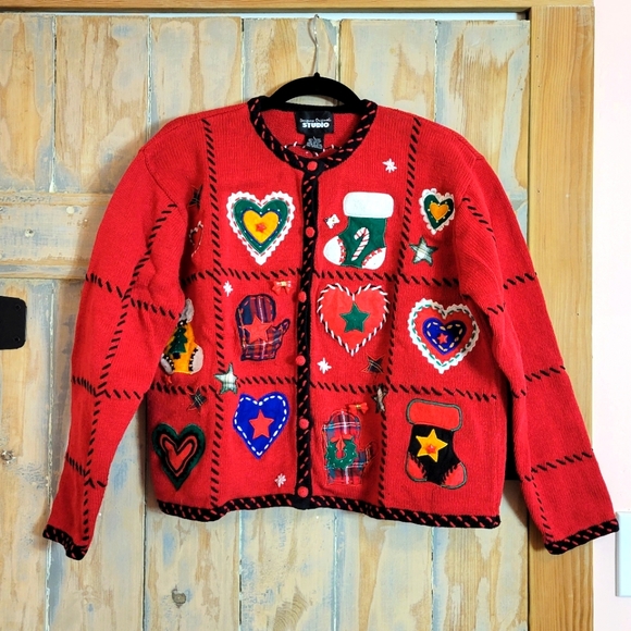 L| Red Xmas Cardigan - Picture 1 of 7